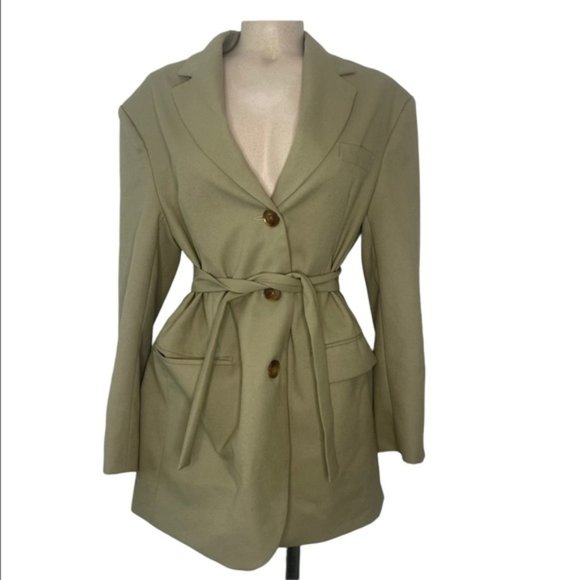 Asos Design Military Style Belted Blazer Oversized  Button Front Jacket Size 6 - Picture 1 of 6